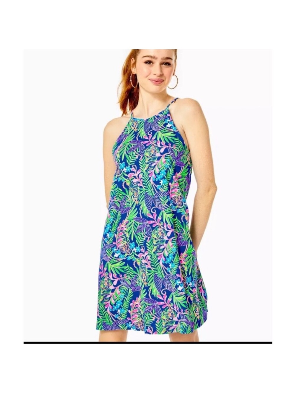 Lilly Pulitzer Margot Swing Dress in Borealis Blue Size Small Tropical Vaca